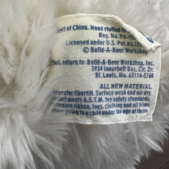 Vintage 1997 Build a Bear Polar Bear Long Fur Faux Leather Nose Pads 20" Plush - Picture 7 of 11